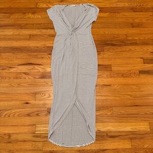 Rolla Coster Dress M Black and White Striped Wrap Knot Design VNeck